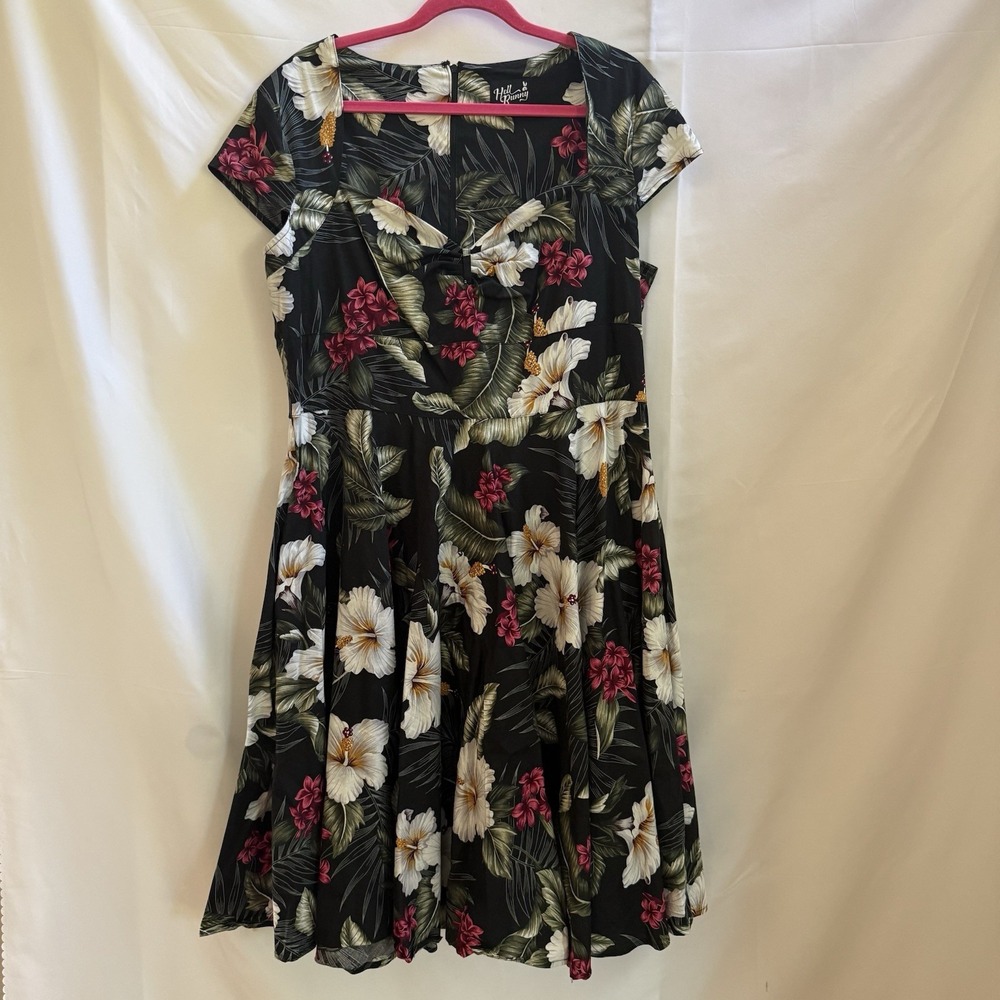 Hell Bunny Tahiti 3XL Tropical Floral 50s Retro Rockabilly Swing Hawaiian Dress
